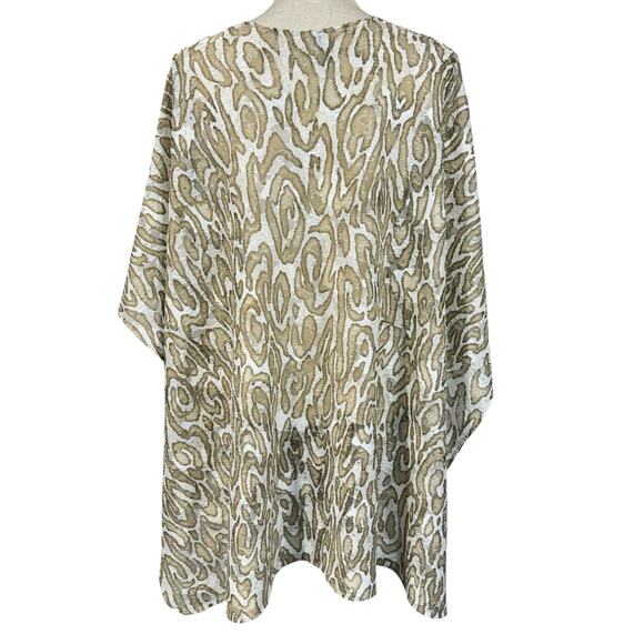 Chico’s One Size Ruana Wrap Neutral Swirl Animal Print Lace Fabric Open Sides - Picture 5 of 8